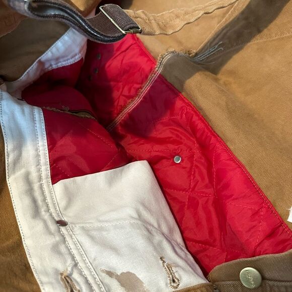 VTG Carhartt R01 BRN Mens 44x28 HEAVY DUTY Distressed Overall Bibs Double Knee - Picture 8 of 12